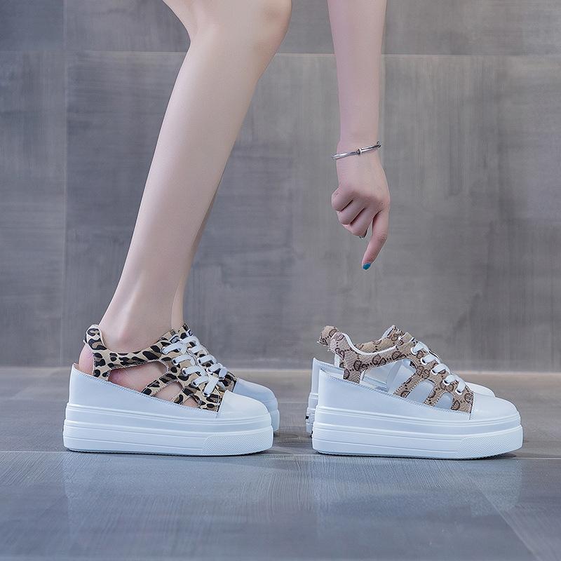 Shoes women's summer 2025 platform sandals women's casual muffin inner height increase women's shoes hollow breathable Korean version fashion