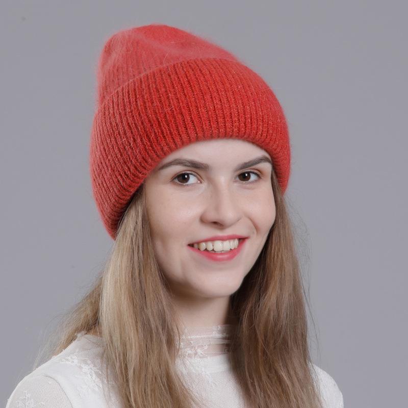 Korean Style Rabbit Fur Knit Hat for Women - Fashionable Autumn/Winter Headband with Earmuffs