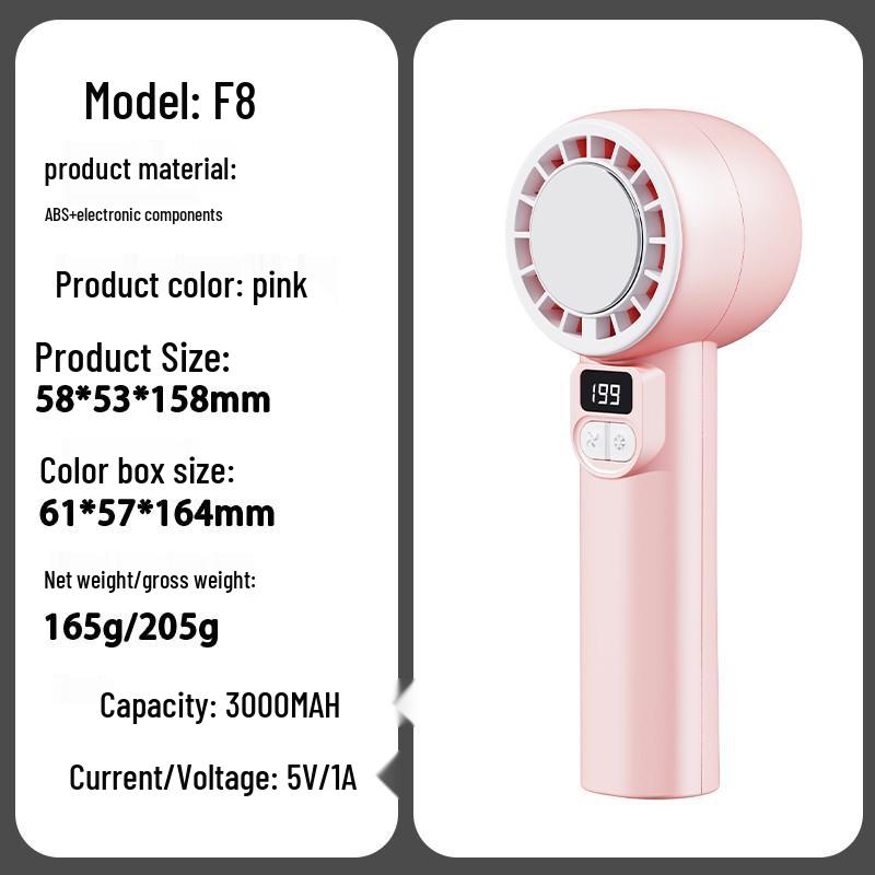 Mini Portable Handheld USB Fan with Digital Display & Ice Pack