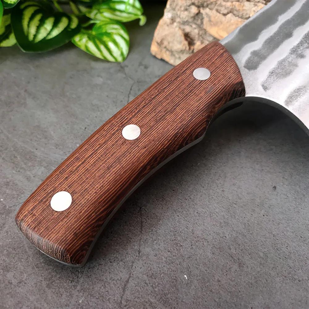 Forged Kitchen Knives Cleaver Meat Chinese Knife Stainless Steel Butcher Knife Wood Handle Chef Knives Chopping Vegetables Meat