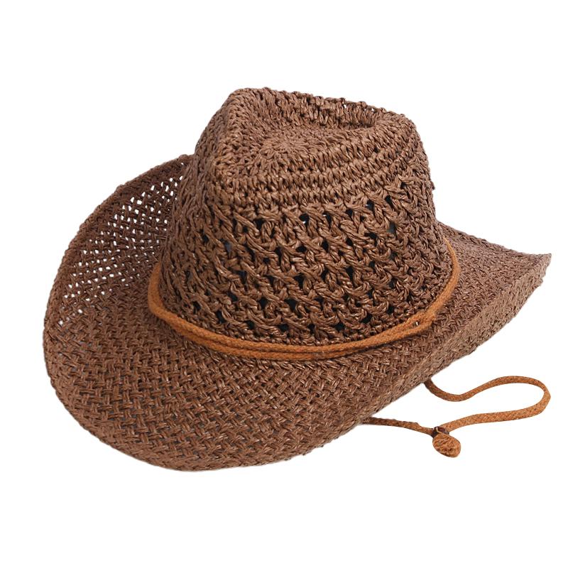 Straw Western Cowboy Hat For Men Women Cowgirl Shapeable Wide Brim Sun Beach Cap Outdoor Travel