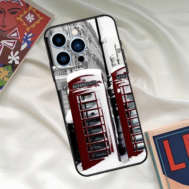 Retro Winter Snow London Phone Case For iPhone 16 15 14 13 12 11 Pro Max XS X XR Plus 13 12 Mini Cover Coque