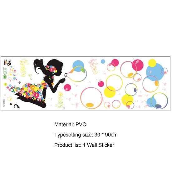Naklejka Ścienna Samoprzylepna Łatwa w Aplikacji PCV Wróżka Kwiat DIY Ściana