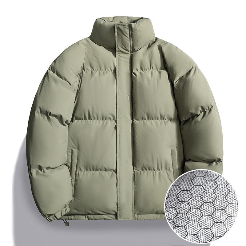Men's stand-up collar graphene cotton coat men's loose casual trendy solid color versatile winter warm jacket for men