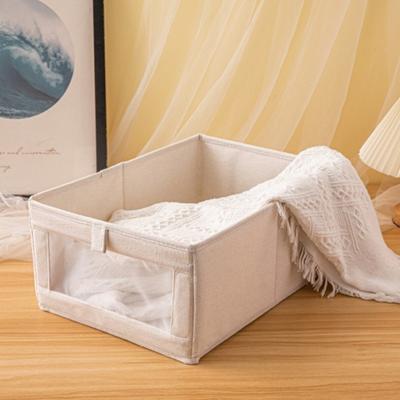 Boîte de rangement Fenêtre visuelle Pliable Tissu Art Tiroir Type Armoire Vêtements Jeans Finition Boîte Utilisation quotidienne