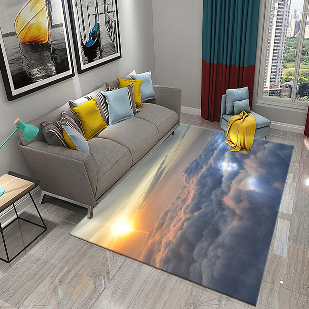 Cloud Carpet Blue Sky White Clouds Rainbow Rugs Doormat Anti Slip Floor Carpet Bathroom Kitchen Rugs Bathroom Living Room Decor