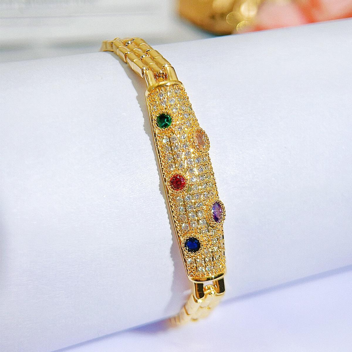 

WWJ Ретро этнический цветной браслет из циркония для свадебного банкета, вечеринки, женского королевского дворца, помолвки, золотые украшения золотой