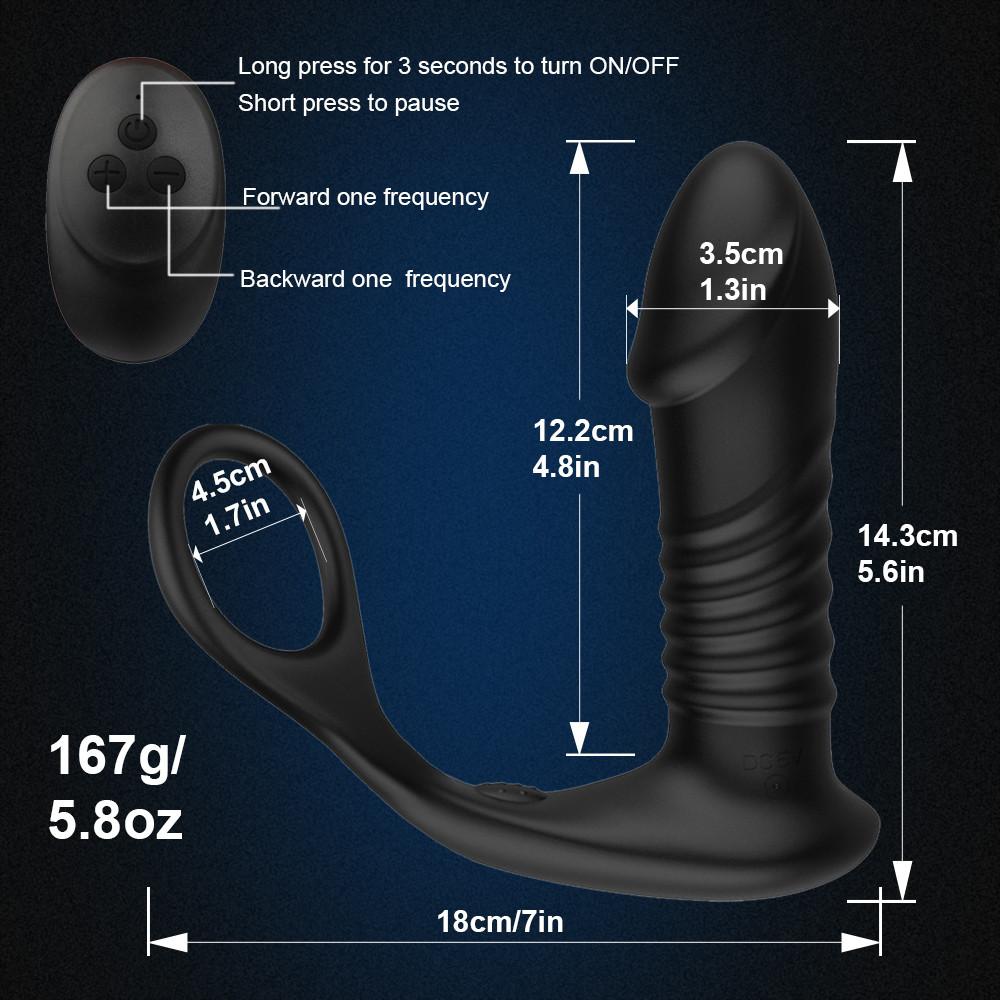 Teleskopiske dildoer Prostata Massasjeapparat Anal Vibrator Forsinkelse Ejakulasjonslås Ring Silikon Anal Butt Plug Hale Sexleketøy for menn Gay