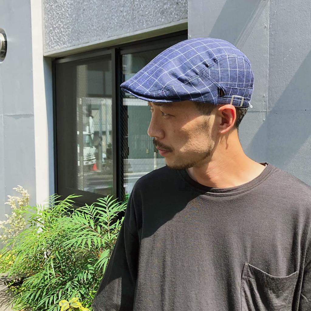 Basic Enchi Windowpane Hunting Linen British Check Hat for Women and Olive Cap, Material, Pattern, Men,