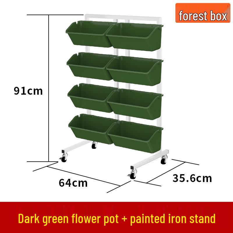 Movable Multi-layer Iron Flower Pot Stand with Wheels for Balcony or Garden