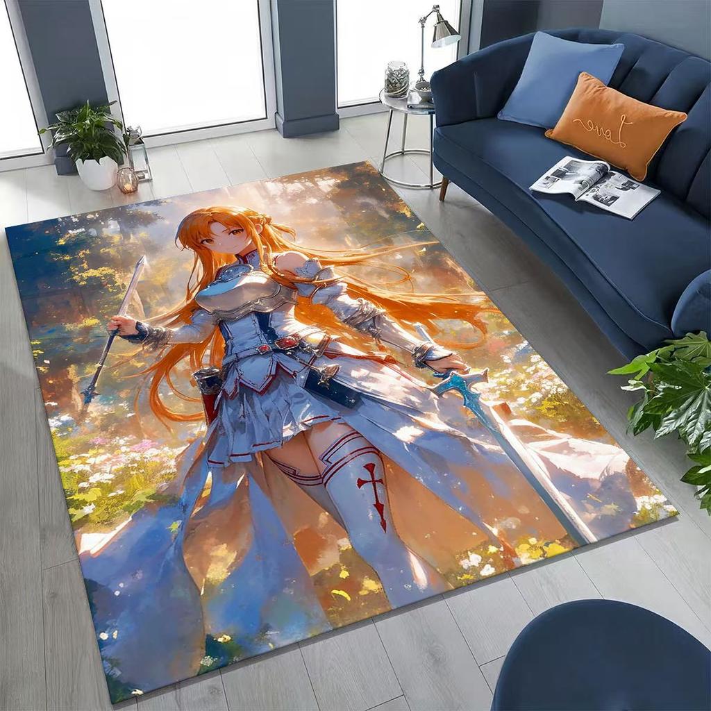 Anime SAO Sword Art Online Cartoon 3D Rug for Bedroom Living Room Sofa Home Doormat Decor, Large Kids Play Non-slip Floor Mat