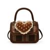 Shape Heart Grid Cute Kids Girl Handbag Material Heart Lace Designer Daily Use