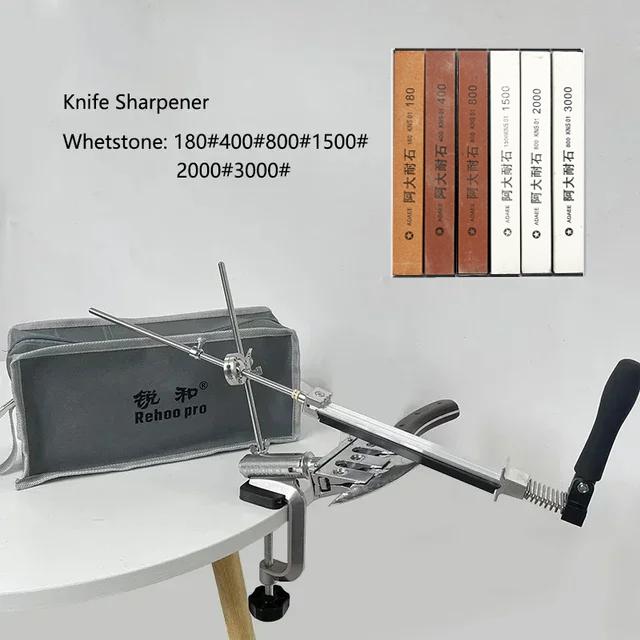 

Rehoo Pro, новинка RH006, ручная точилка для ножей с фиксированным углом, система заточки, вращающийся на 360 градусов металлический слайдер, кухонные инструменты