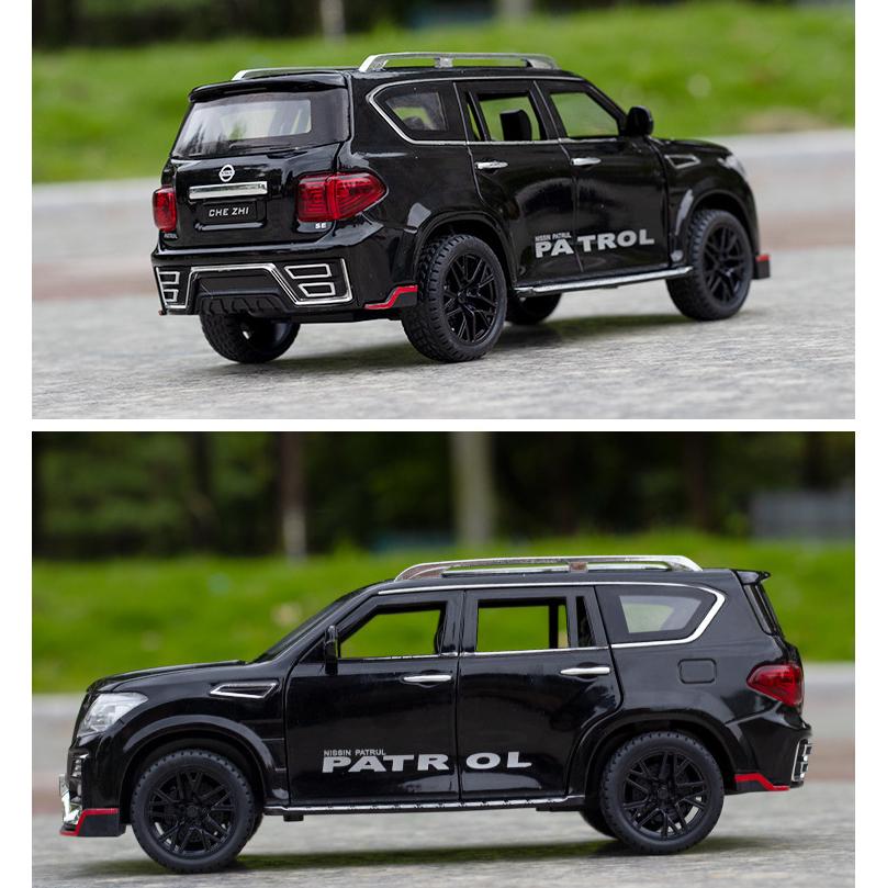 1/24 Scale Patrol Diecast Alloy Car Model Off-road Vehicle SUV Toy Car with Light and Sound Pull Back Toy Collection for Kids Adults Gifts