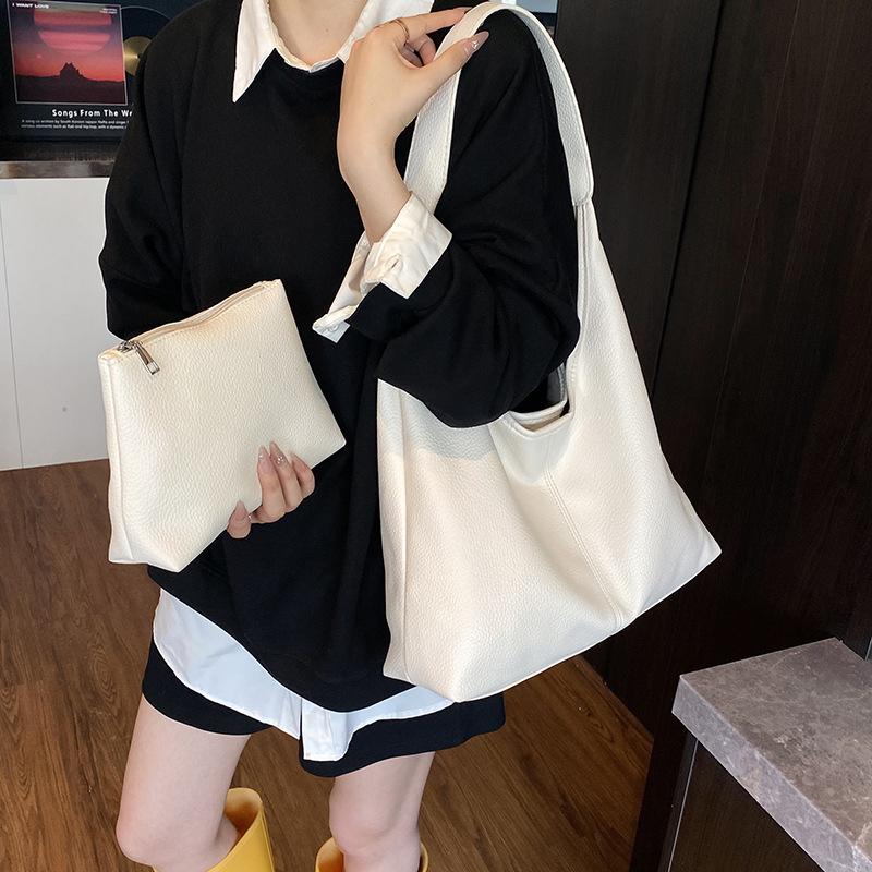 Underarm bag women's spring new fashion tote bag student solid color large capacity shoulder bag commuter bag