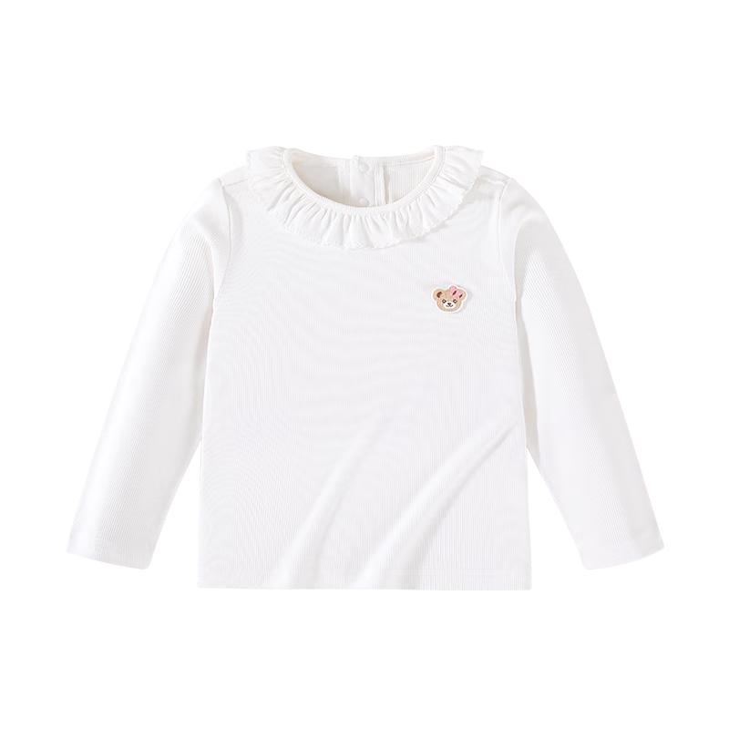 Classic Teddy Girls' Ruffled Collar Long-Sleeve T-Shirt