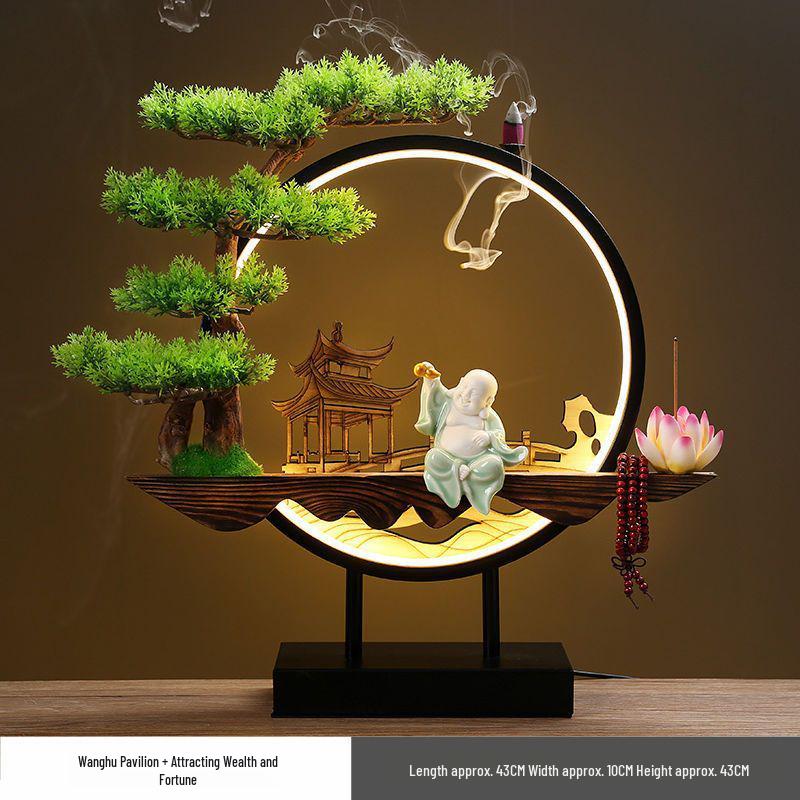 Chinese Style Backflow Incense Burner - Pine Design for Home & Office Décor
