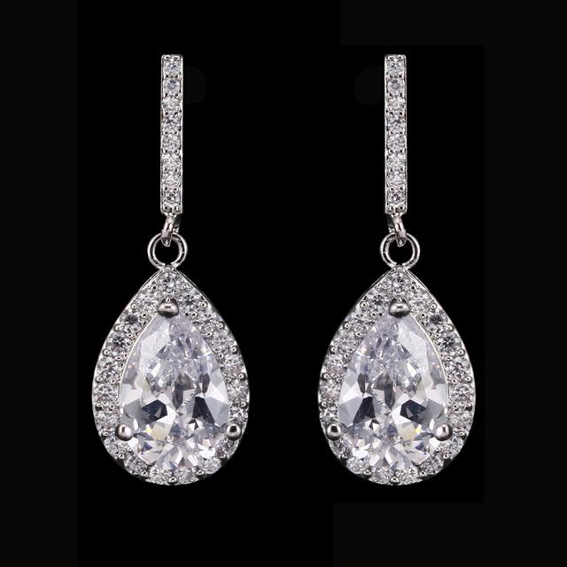 Charm White /Rose /Yellow Gold Color Drop Water Long Earrings Clear Crystal Nail Drop Earings Women Dazzling Wedding Gift Ae331