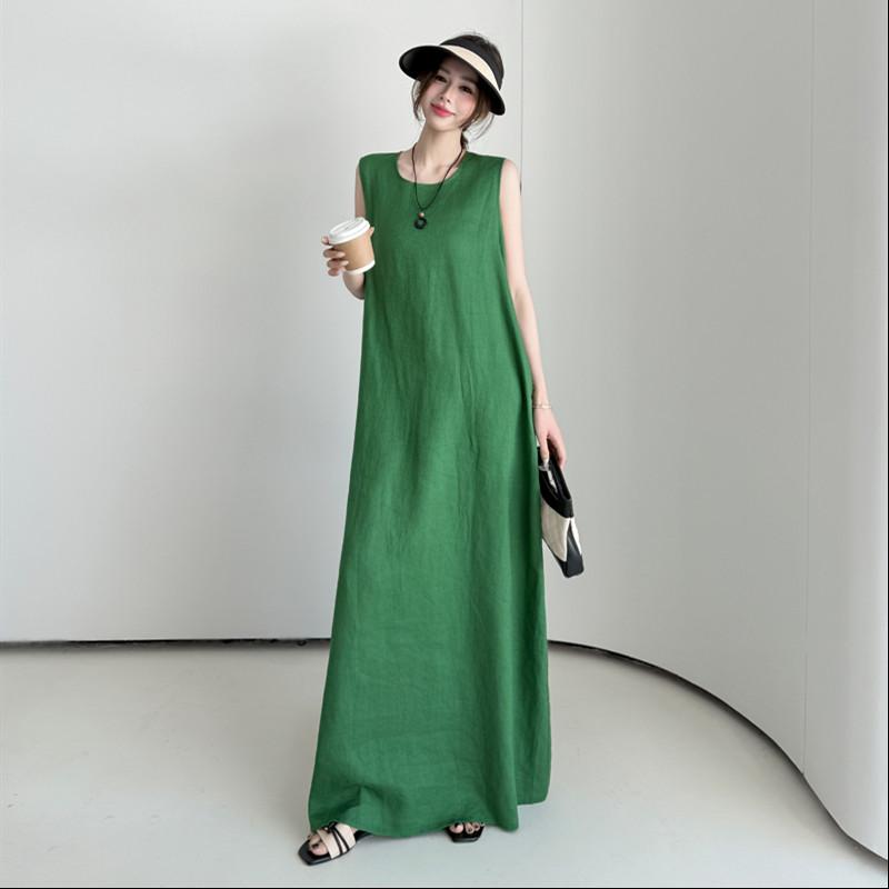 Sleeveless Plus Size Cotton Vintage New In Dresses for Women Casual Loose Long Summer Dress
