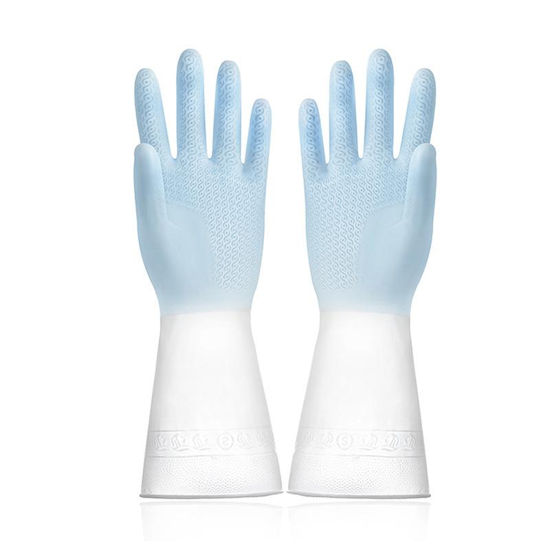 1 Pair Gradient Color Premium Household Cleaning Gloves,Waterproof Kitchen Dishwashing Gloves,Non-slip Housework Rubber Gloves S