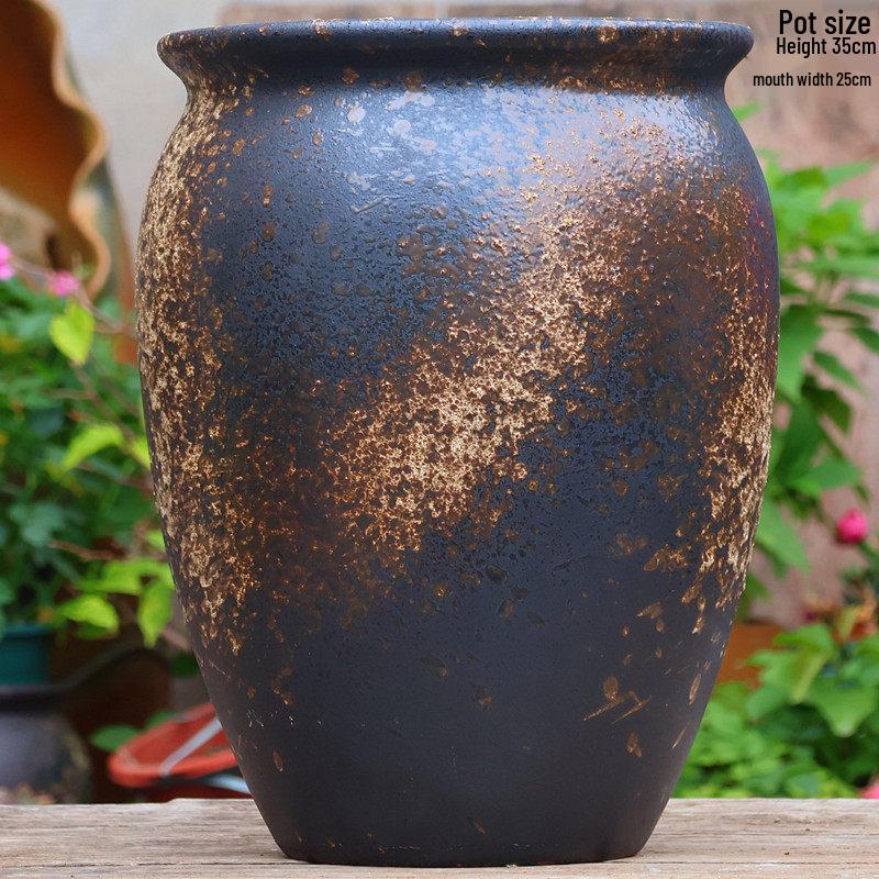 Large Retro Handmade Ceramic Planter for Succulents and Bougainvillea - Aged Coarse Pottery for Hotel and B&B Decor.