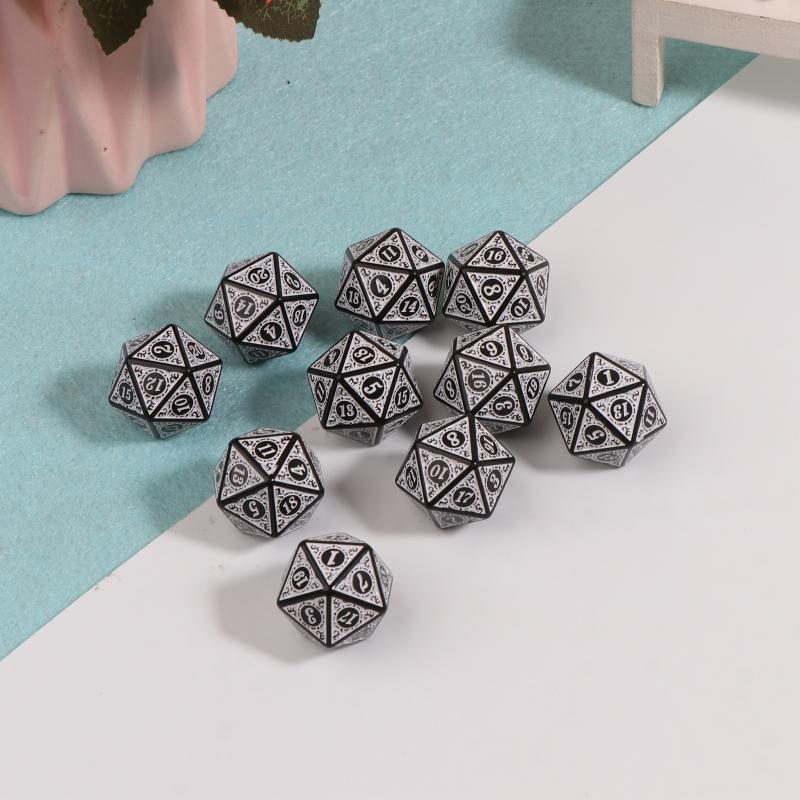 10Pcs 20 Sided Polyhedral Acrylic Table Game Dice D20 Dice for Math Dice Games Acrylic Dices Kit For Party