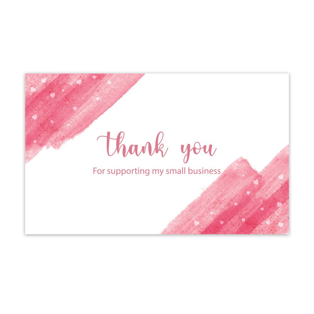 Green Leaf Thank You Card with Pink Packaging - Coated Paper Gift Card