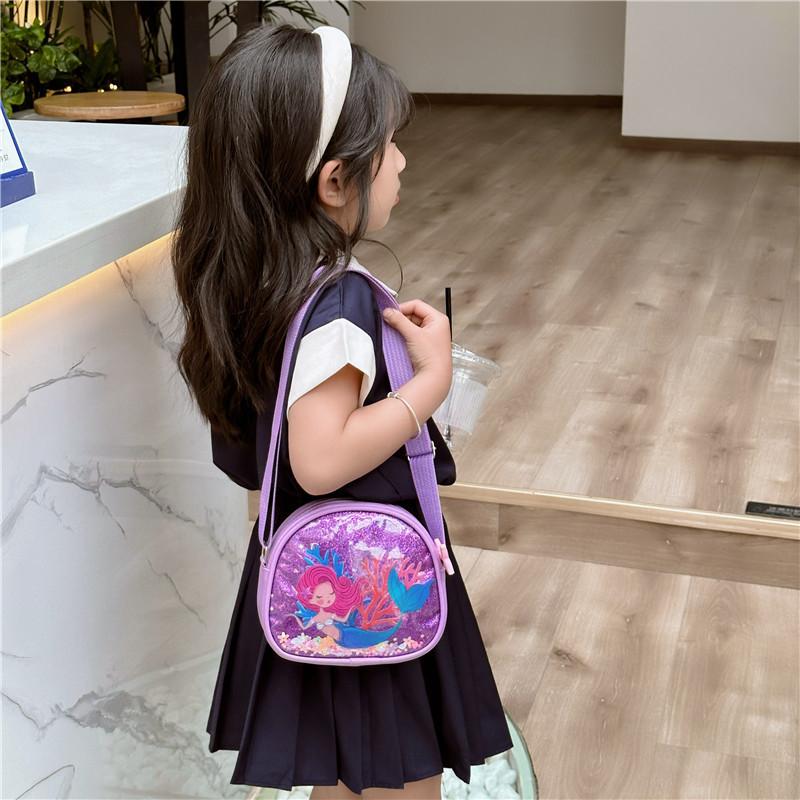 Stylish Korean Version Girl's Crossbody Bag With Shimmering Sequins Ideal For Toddlers