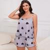 2 Teile/satz Damen Weste Shorts Anzug Kragenlos Ärmellos Herz Druck Top Hohe Taille Kurze Hose Homewear Loungewear Outfit Sommer Loungewear