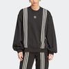 Adidas Originals SS23 Adicolor 70s Retro Series Sweatshirt With Three-Stripes And Loose Fit Women Tops Black IK7869