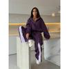 Spring and Autumn Casual Suit Women's High-end Pull-up Strips Contrasting Color Sweater Straight Trousers Two-piece Set