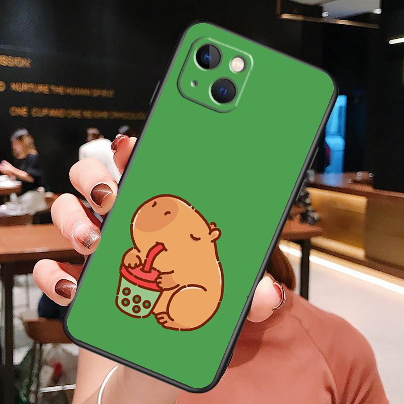 Cute Cartoon Capybara Phone Case For iPhone 16 Pro Max 14 13 12 11 15 Pro Max Plus 12 13 Mini XR 16e Funda Cover