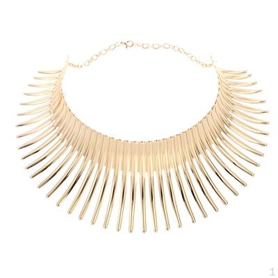Choker Necklace Womens Statement Bib Silver, 42cm