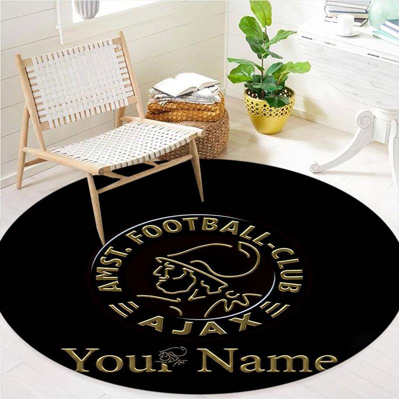 AFC Ajax Custom Name Round Area Rug,Carpet Rug for Living Room Bedroom Sofa Playroom Decor,Non-slip Floor Mat