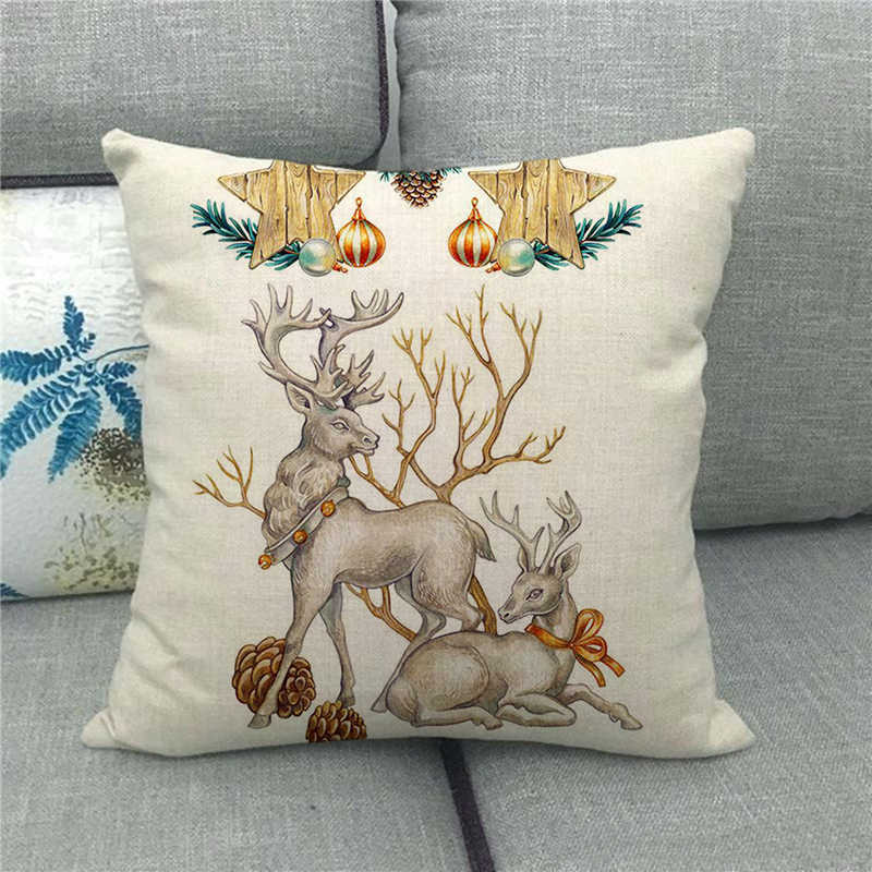 Cute Farm Christmas Animals Digital Printing Short Plush Pillow Covers For Car Sofa Office Cushion Cover Home Goods