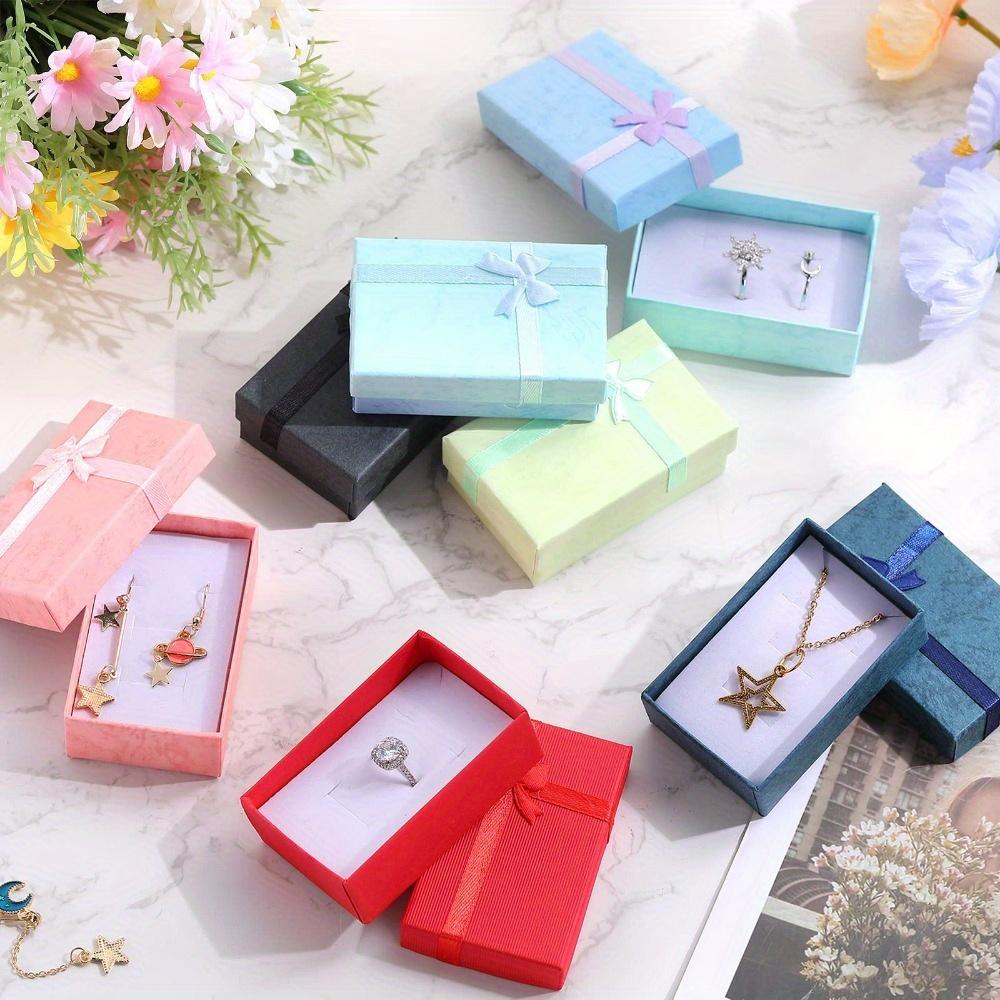 24pcs Jewelry Gift Boxes with Lids and Ribbon Bows Paper Storage Gift Boxes Jewelry Cardboard Boxes Gift Packaging Box with Sponge Inside