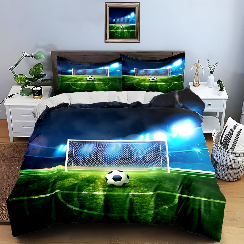 Soccer field design. Bedding Duvet cover sets Duvet covers Pillowcases gifts (1 * Duvet Cover 2 * Pillowcases, without duvet insert)