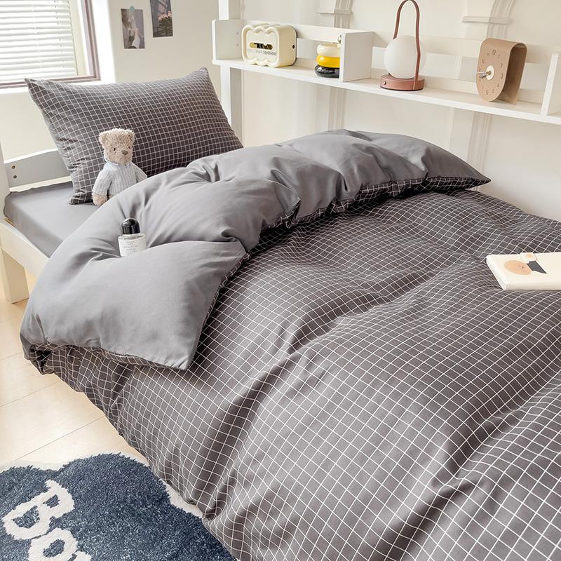 

3Pcs Washed Comforter Set For Bedroom Apartment Student Dormitory Simple Popular Multi-Size (1Pcquilt Cover +2Pcs Pillowcase) 150x200cm чёрный