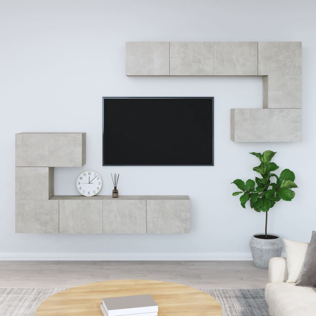Wall Mounted TV Cabinet Concrete Grey Particleboard