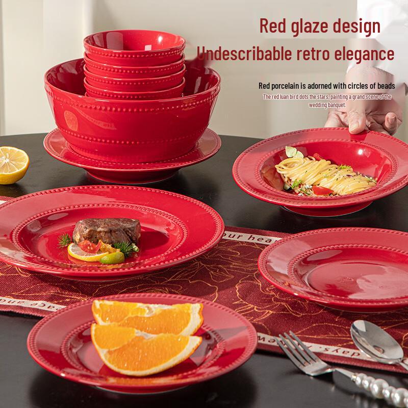 Mo De Lan Ka Francuski Emaliowany Zestaw Naczynia Stołowe z Koralikami