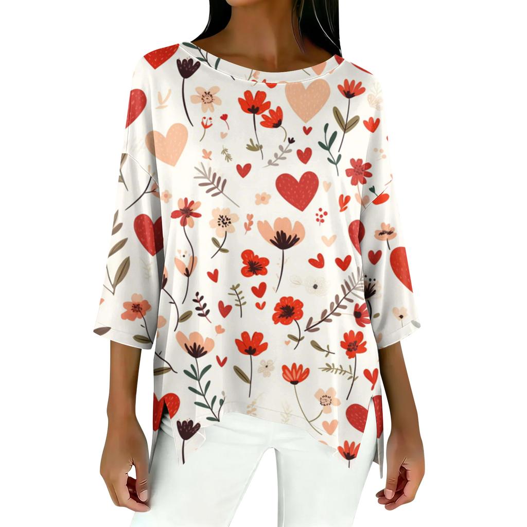 Damen 3/4-Ärmel Shirts Grafik-T-Shirts Shirts Lässige Basic-Tops Pullover