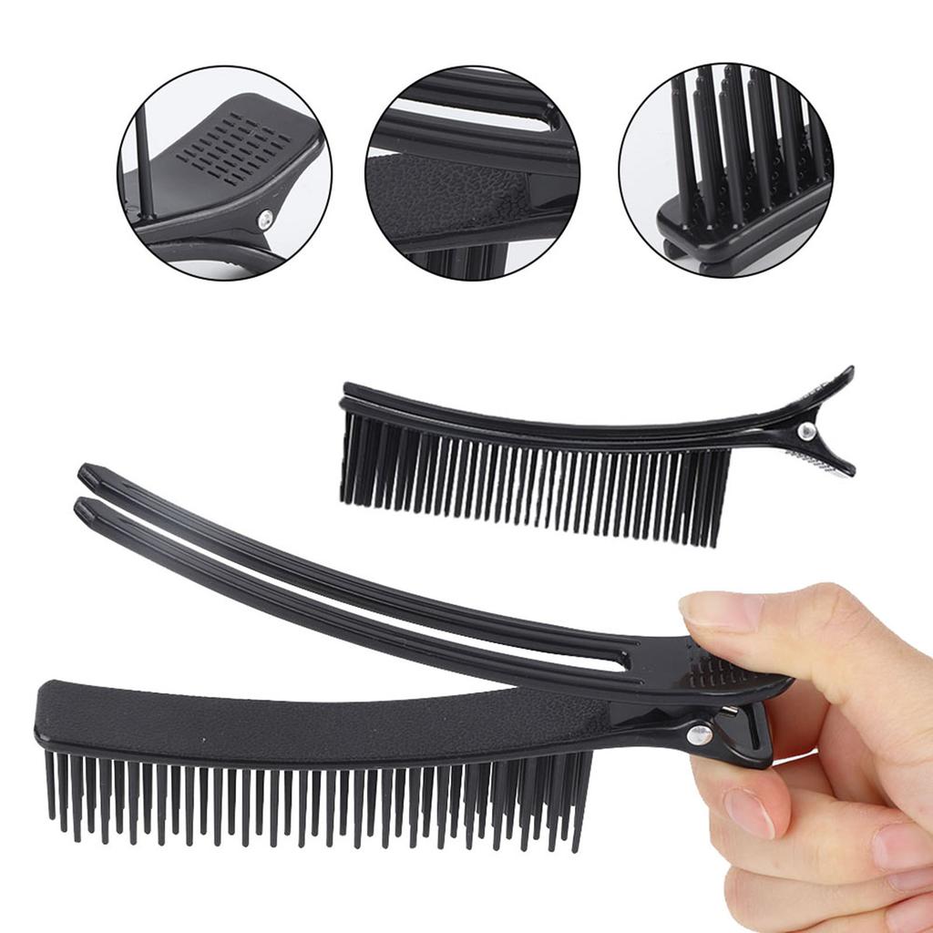 2Pcs Hair Styling Clip Salon Sectioning Hairpin Hairdressing Partition Clip Hairgrip Tool Black