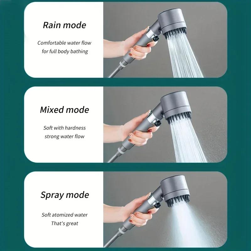 Cabezal de ducha de 4 modos Cabezal de ducha de alta presión Cabezal de ducha de masaje de agua con parada de una tecla con elemento de filtro Accesorios de baño