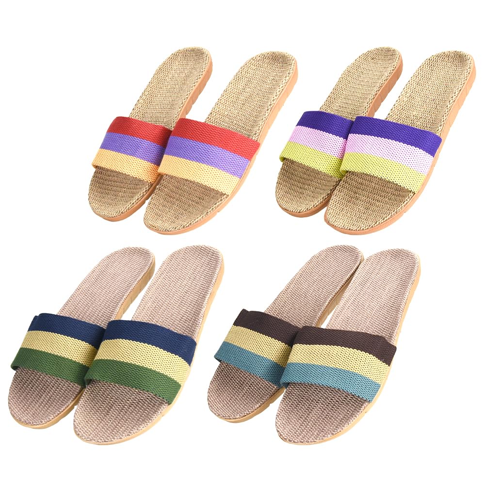 Набор из 4 пар комнатных тапочек для лета и весны дышащие легкие нескользящие льняные для гостей 4980₽