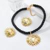 Stylish Holiday Alloy Sun Pendant Necklace and Earring Set - European & American Beach Style Women's Accessory