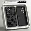 Black White Rose Flowers Liquid Silicone Case For Samsung S26 Ultra S25 S24 Plus S23 S22 Ultra Magnetic For Magsafe Soft Cover