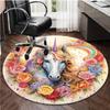 Pink Cute Unicorn Round Rug Nonslip Area Rug Office Chair Mat Carpet For Living Room Bedroom Home Decor