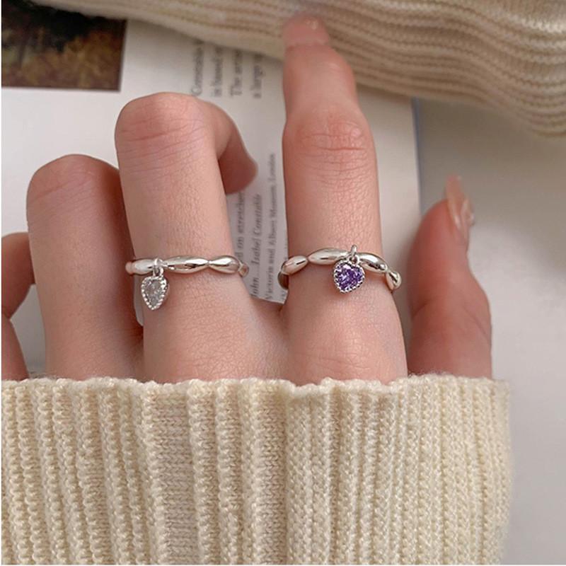 2023 Trendy Heart Shaped Adjustable Finger Ring For Women In Fresh And Style Sweet