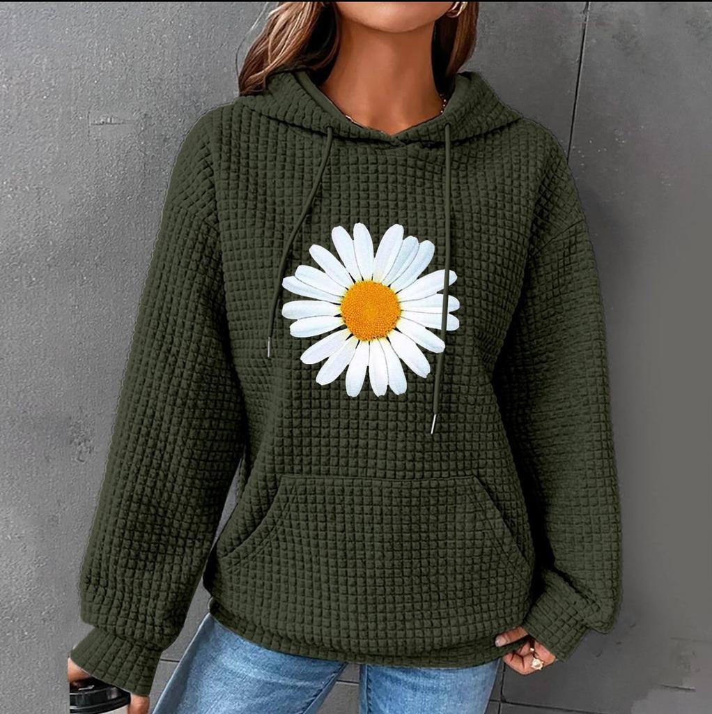 Damen-Kapuzenpullover, langärmelig, lässig, bedruckt, Kordelzug, Kapuzenpullover, Sweatshirts für Damen, Pullover mit Taschen