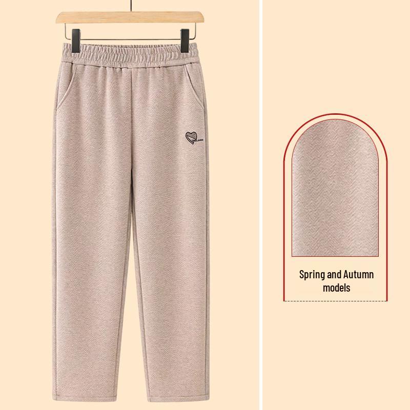 Middle-aged Women's Velvet-Lined Woolen Straight-Leg Pants for Autumn/Winter